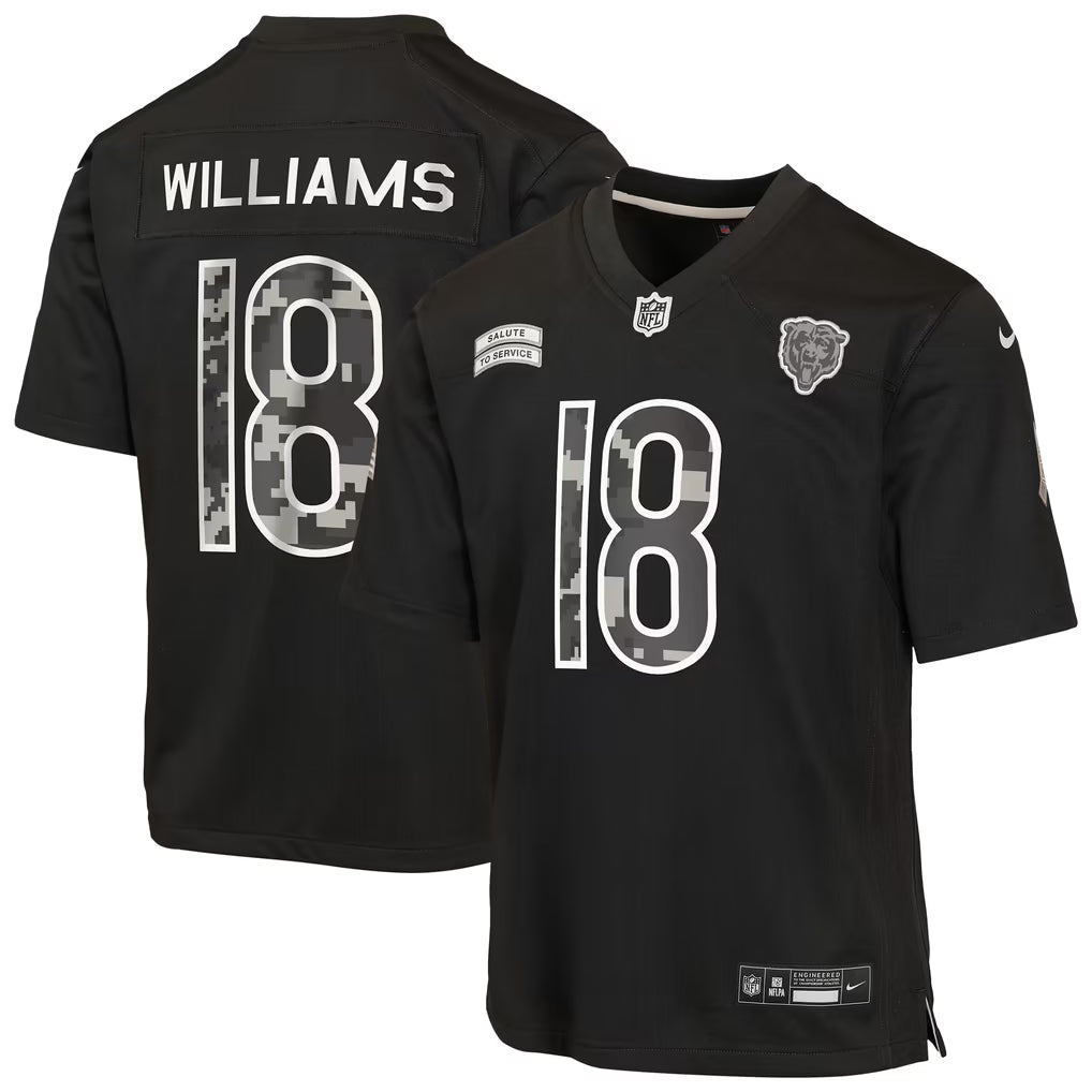 Caleb Williams Chicago Bears Jerseys Teams Youth 2026 Salute to Service Game Jersey - Black