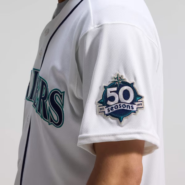 Seattle Mariners Jerseys Teams 50th Anniversary Patch Home Authentic Jersey - White