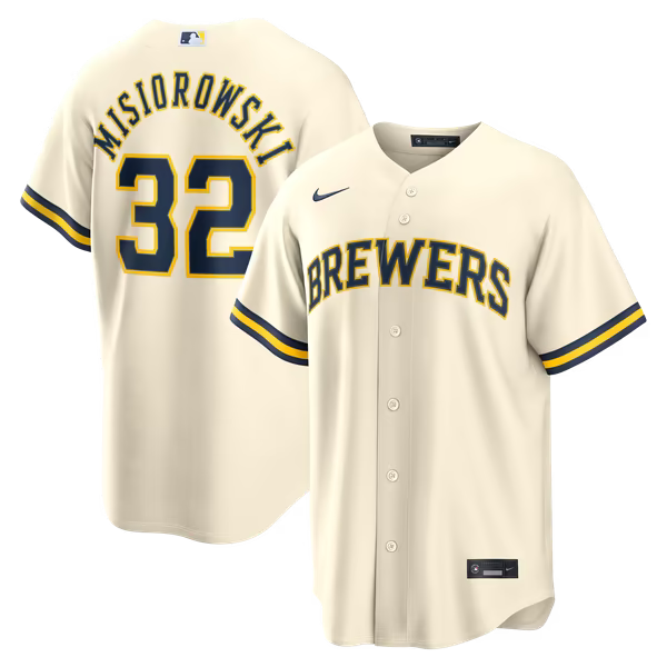 Jacob Misiorowski Milwaukee Brewers Jerseys Teams Home Replica Jersey - Cream