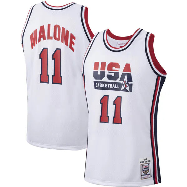 Jerseys Teams Mitchell & Ness Karl Malone 1992 USA Jersey White