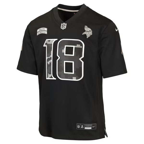 Justin Jefferson Minnesota Vikings Jerseys Teams Youth 2026 Salute to Service Game Jersey - Black