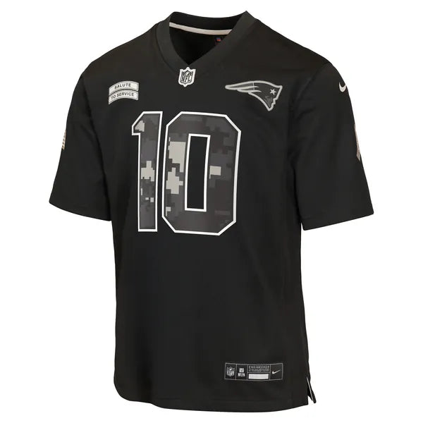 Drake Maye New England Patriots Jerseys Teams Youth 2026 Salute to Service Game Jersey - Black