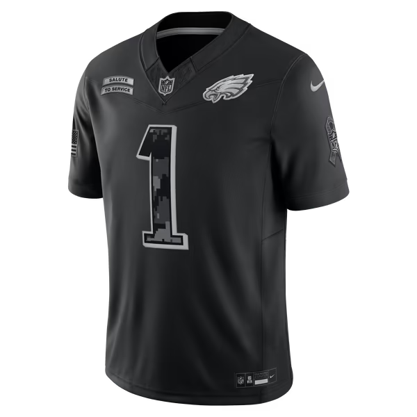 Jalen Hurts Philadelphia Eagles Jerseys Teams 2026 Salute to Service Stitched Limited Jersey - Black