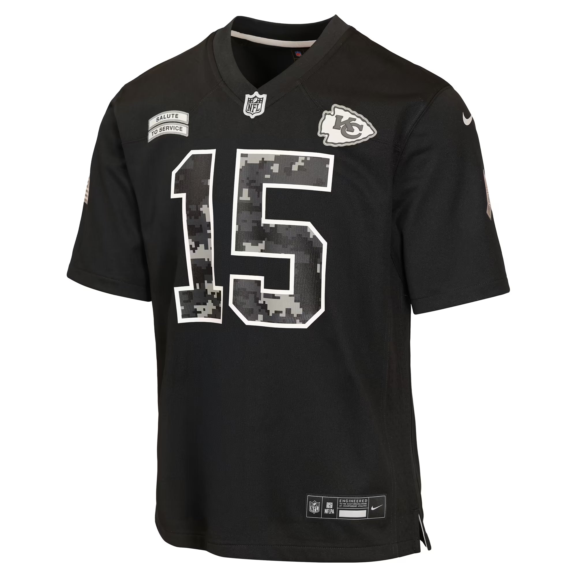 Patrick Mahomes Kansas City Chiefs Jerseys Teams Youth 2026 Salute to Service Game Jersey - Black