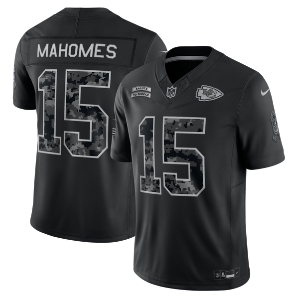 Patrick Mahomes Kansas City Chiefs Jerseys Teams 2026 Salute to Service Stitched Limited Jersey - Black