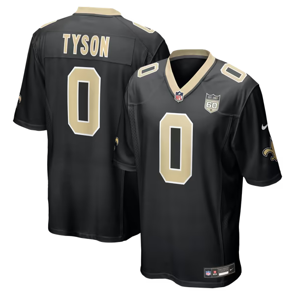 Jordyn Tyson New Orleans Saints Jerseys Teams 60th Season Patch Game Jersey - Black