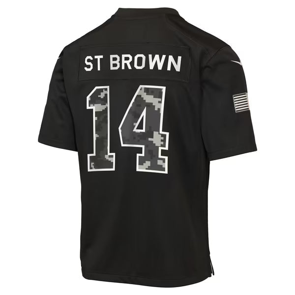 Amon-Ra St. Brown Detroit Lions Jerseys Teams Youth 2026 Salute to Service Game Jersey - Black