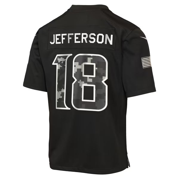 Justin Jefferson Minnesota Vikings Jerseys Teams Youth 2026 Salute to Service Game Jersey - Black