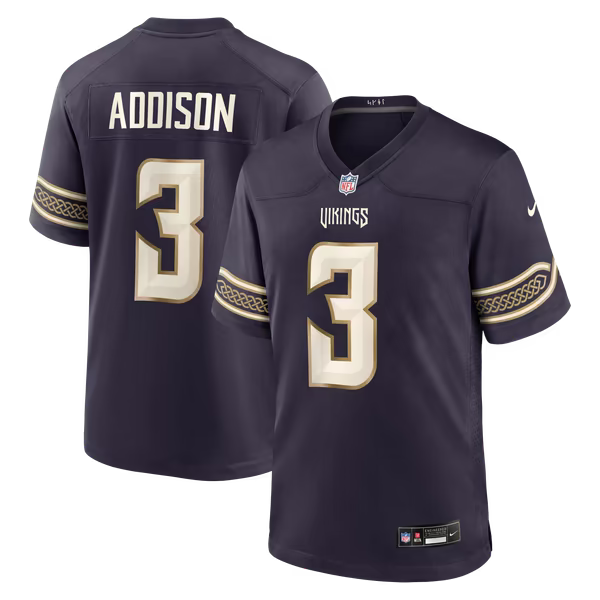 Jordan Addison Minnesota Vikings Nike 2026 Rivalries Collection Game Jersey - Purple