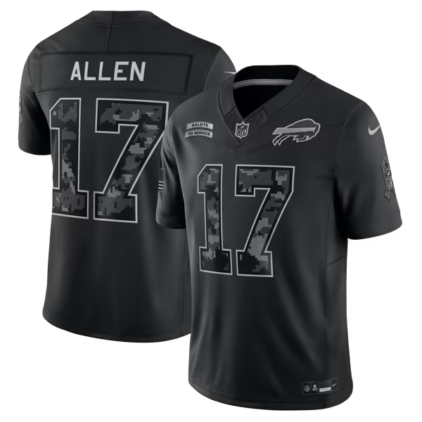 Josh Allen Buffalo Bills Jerseys Teams 2026 Salute to Service Stitched Limited Jersey - Black