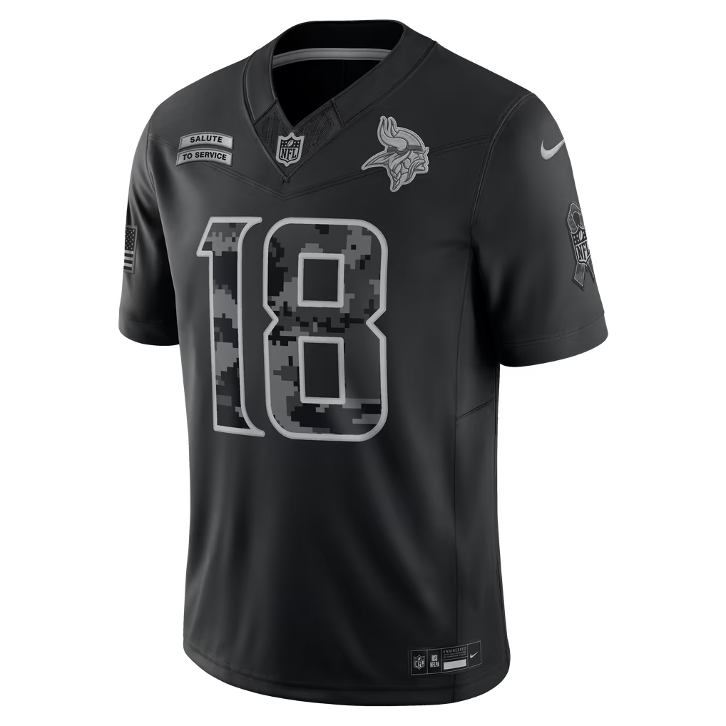 Justin Jefferson Minnesota Vikings Jerseys Teams 2026 Salute to Service Stitched Limited Jersey - Black