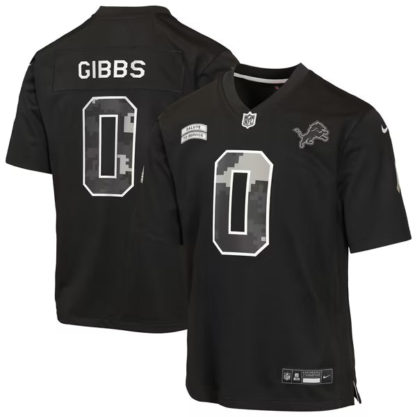 Jahmyr Gibbs Detroit Lions Jerseys Teams Youth 2026 Salute to Service Game Jersey - Black