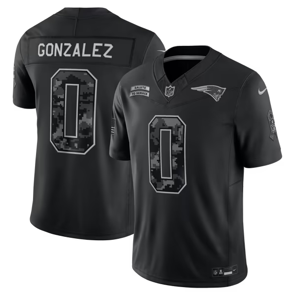 Christian Gonzalez New England Patriots Jerseys Teams 2026 Salute to Service Stitched Limited Jersey - Black