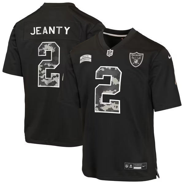 Ashton Jeanty Las Vegas Raiders Jerseys Teams Youth 2026 Salute to Service Game Jersey - Black