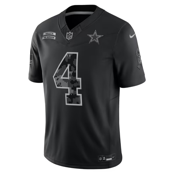 Dak Prescott Dallas Cowboys Jerseys Teams 2026 Salute to Service Stitched Limited Jersey - Black