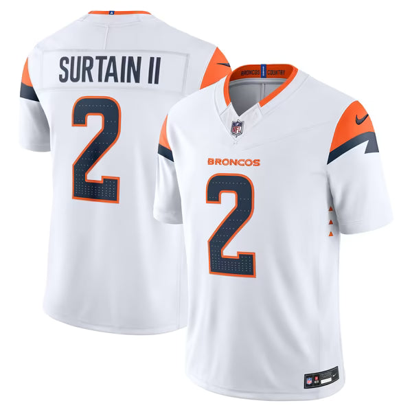 Pat Surtain II Denver Broncos Nike Vapor F.U.S.E. Stitched Limited Jersey - White