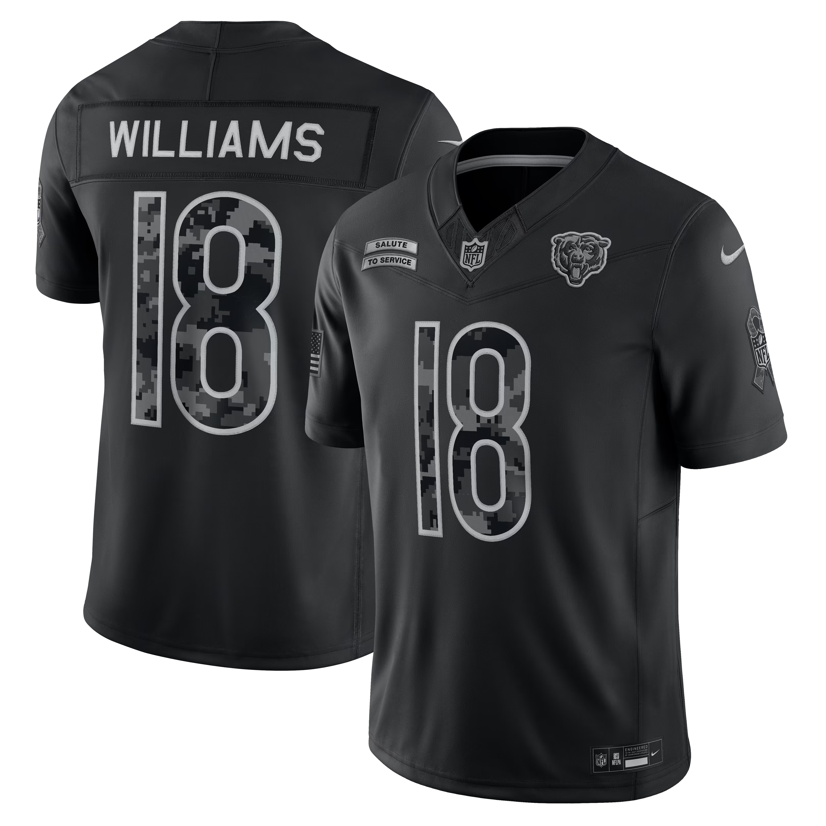Caleb Williams Chicago Bears Jerseys Teams 2026 Salute to Service Stitched Limited Jersey - Black