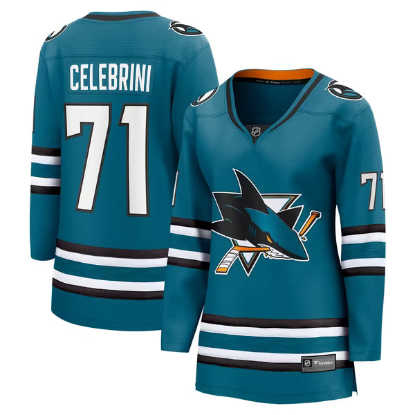 Jerseys Teams Women's Fanatics Macklin Celebrini Teal Sharks Jersey