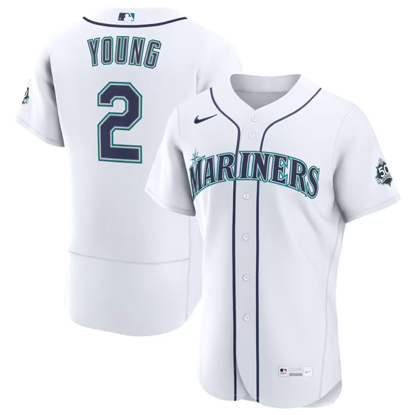 Cole Young Seattle Mariners Jerseys Teams Home 50th Season Authentic Jersey - White