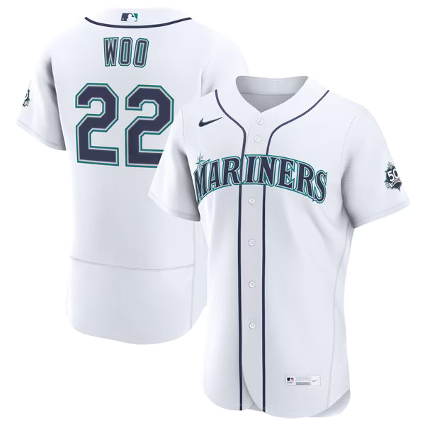Bryan Woo Seattle Mariners Jerseys Teams Home 50th Season Authentic Jersey - White
