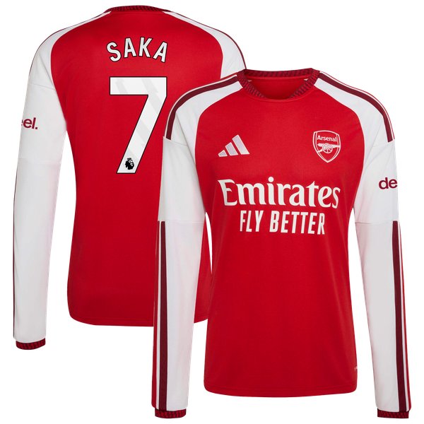 Bukayo Saka Arsenal Jerseys Teams 2026/27 Home Replica Long Sleeve Jersey - Red