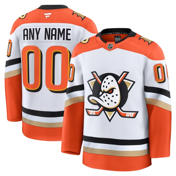Jerseys Teams Anaheim Ducks Fanatics Away Premium Custom Jersey - White