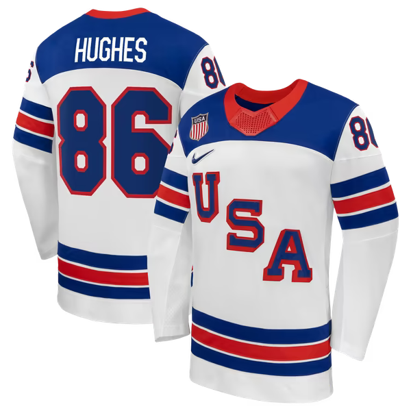 Jerseys Teams Nike US Hockey Jack Hughes 2026 Away Replica Jersey