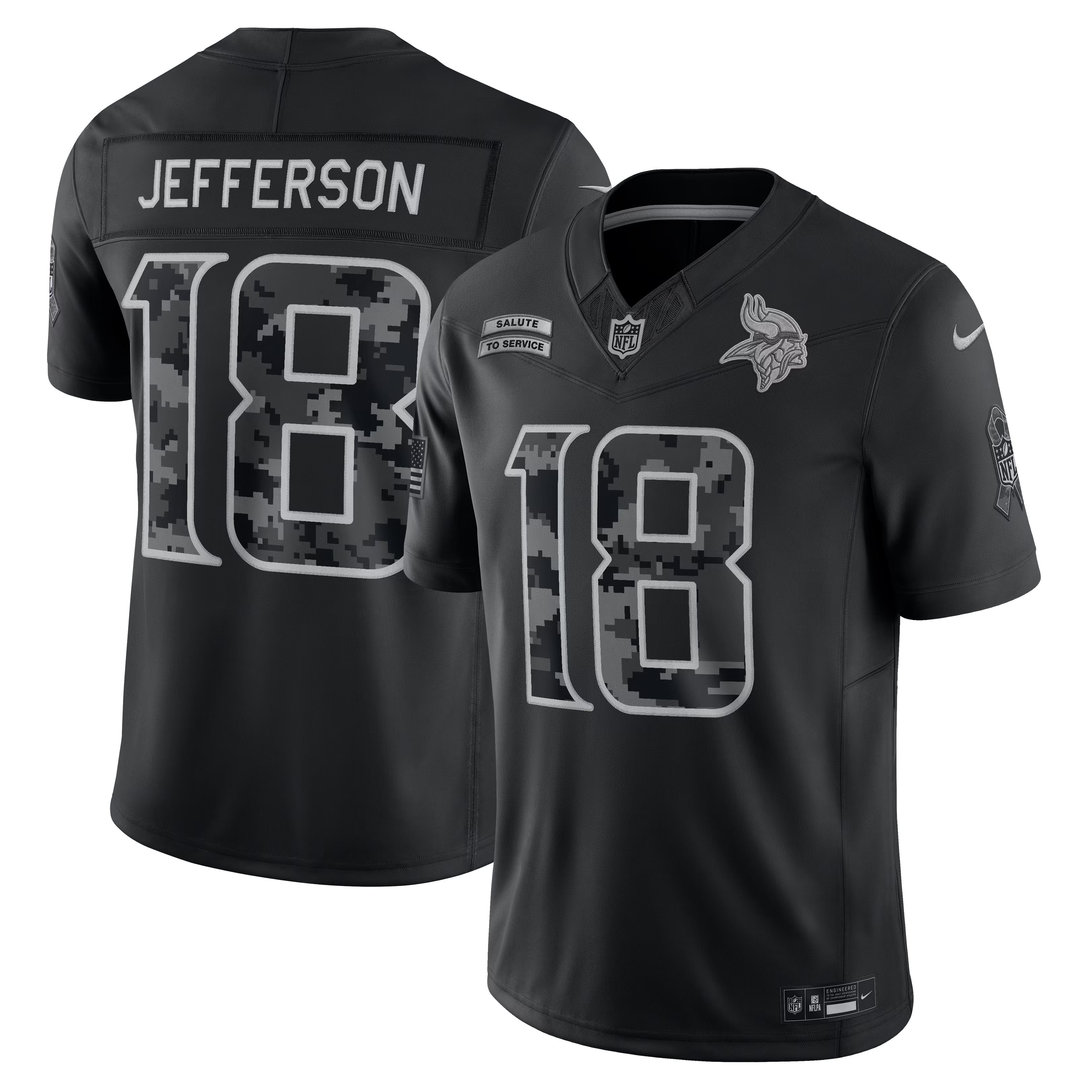 Justin Jefferson Minnesota Vikings Jerseys Teams 2026 Salute to Service Stitched Limited Jersey - Black