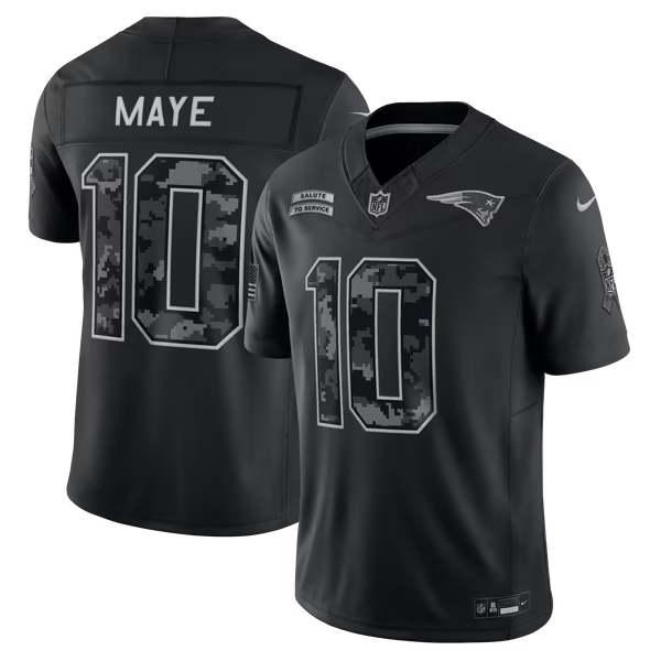 Drake Maye New England Patriots Jerseys Teams 2026 Salute to Service Stitched Limited Jersey - Black