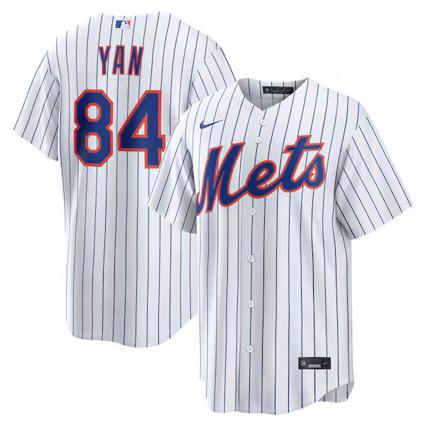 Jefry Yan New York Mets Jerseys Teams Home Replica Jersey - White