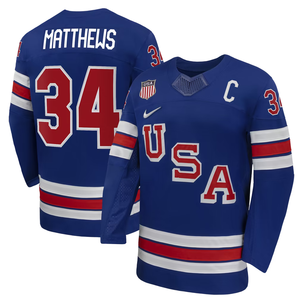 Jerseys Teams Nike US Hockey 2026 Auston Matthews Home Replica Jersey