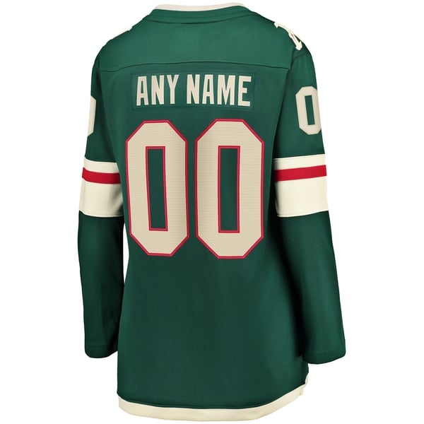 Jerseys Teams Women's Fanatics Minnesota Wild Home Breakaway Custom Jersey Green