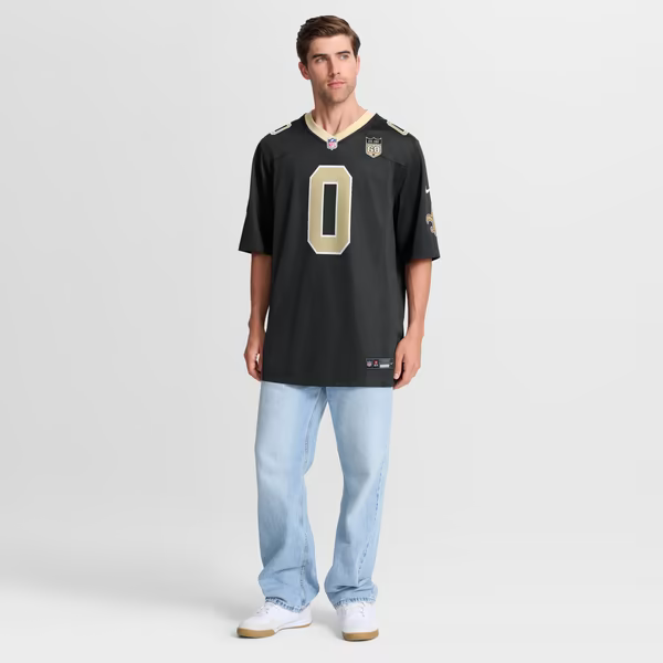 Jordyn Tyson New Orleans Saints Jerseys Teams 60th Season Patch Game Jersey - Black