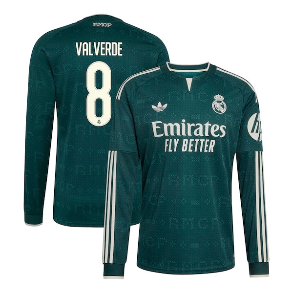 Federico Valverde Real Madrid Jerseys Teams 2026/27 Away Replica Long Sleeve Jersey - Green
