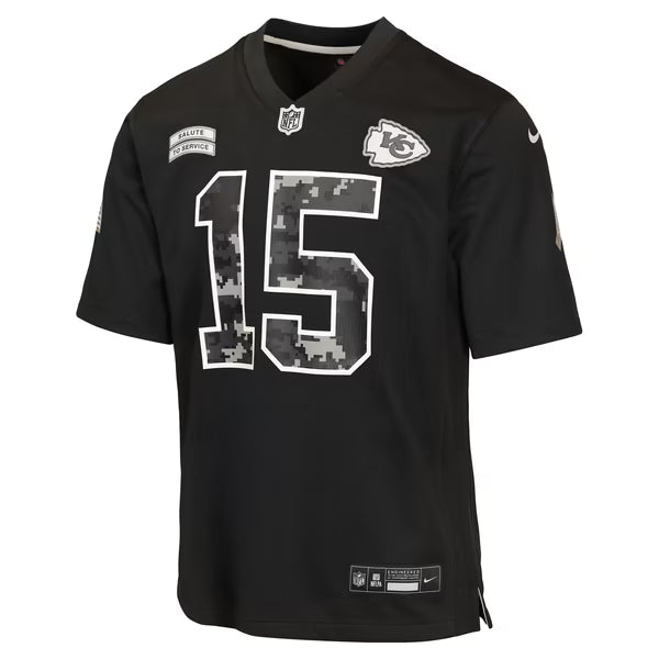 Patrick Mahomes Kansas City Chiefs Jerseys Teams Youth 2026 Salute to Service Game Jersey - Black