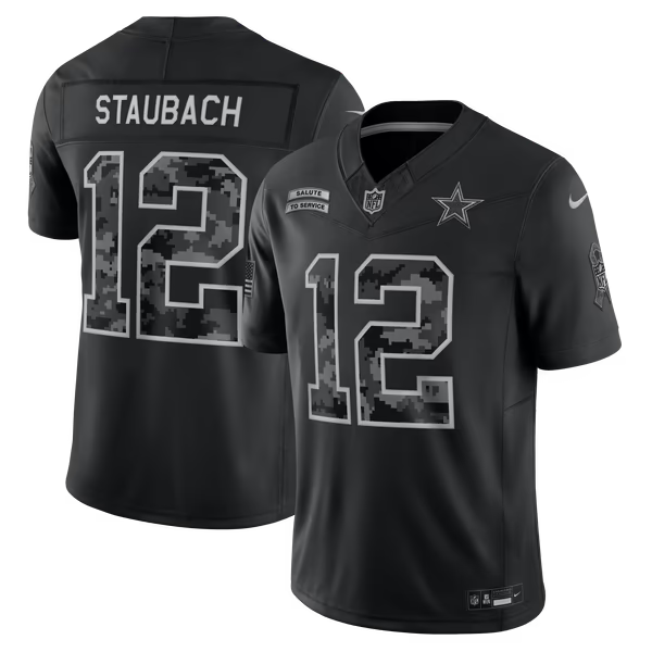 Roger Staubach Dallas Cowboys Jerseys Teams 2026 Salute to Service Retired Player Stitched Limited Jersey - Black