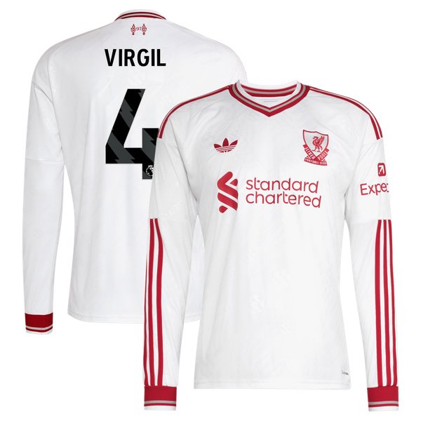 Virgil van Dijk Liverpool Jerseys Teams 2026/27 Away Replica Long Sleeve Jersey - White