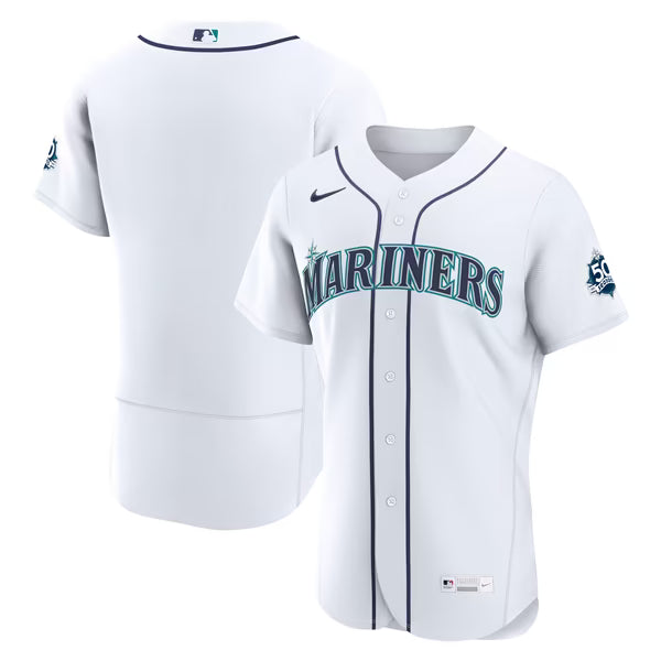 Seattle Mariners Jerseys Teams 50th Anniversary Patch Home Authentic Jersey - White