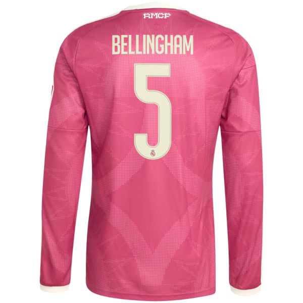 Jude Bellingham Real Madrid Jerseys Teams 2026/27 Third Replica Long Sleeve Jersey - Pink