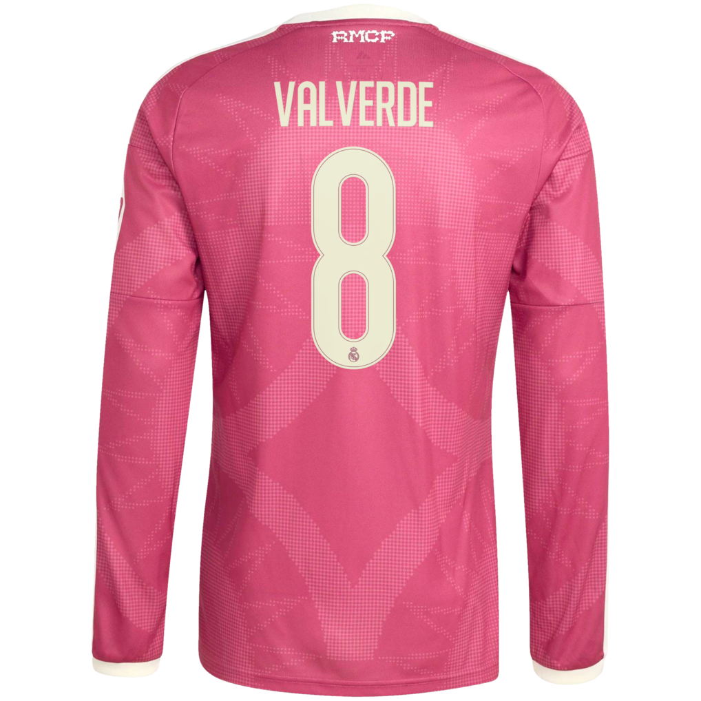 Federico Valverde Real Madrid Jerseys Teams 2026/27 Third Replica Long Sleeve Jersey - Pink