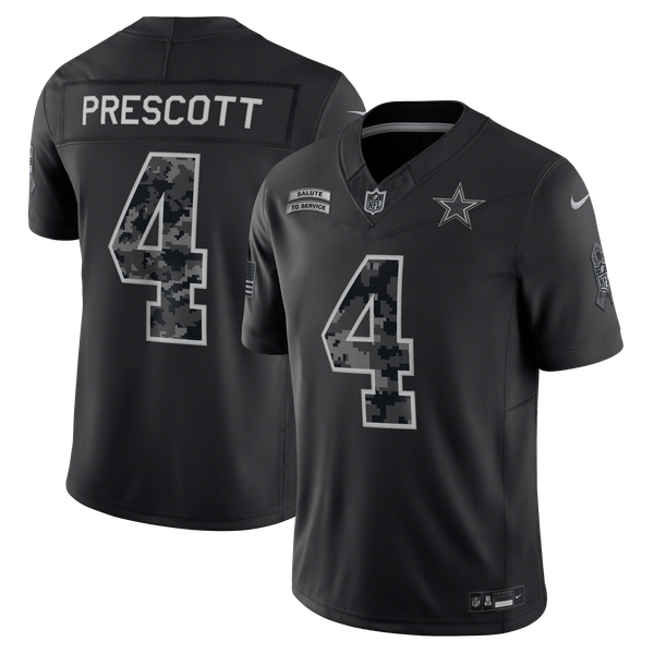 Dak Prescott Dallas Cowboys Jerseys Teams 2026 Salute to Service Stitched Limited Jersey - Black