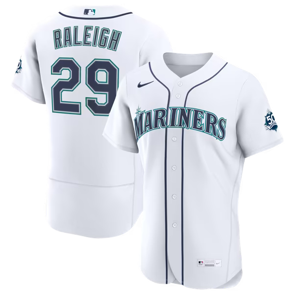 Cal Raleigh Seattle Mariners Nike Home 50th Season Authentic Jersey - White