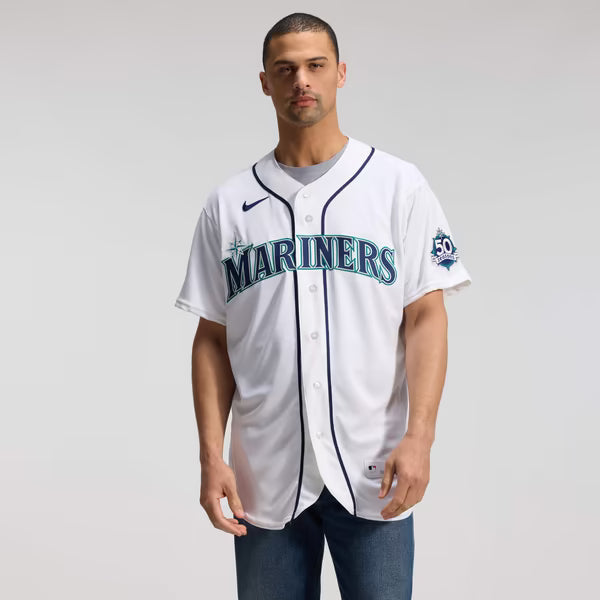 Seattle Mariners Jerseys Teams 50th Anniversary Patch Home Authentic Jersey - White