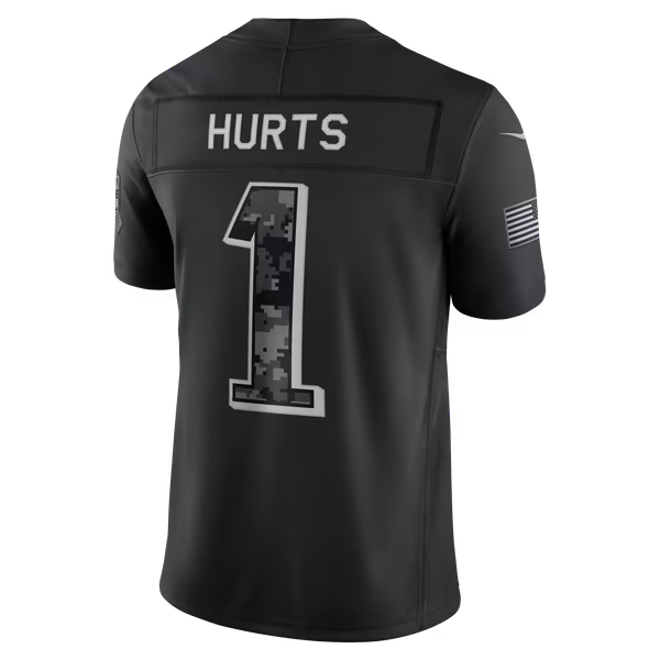 Jalen Hurts Philadelphia Eagles Jerseys Teams 2026 Salute to Service Stitched Limited Jersey - Black