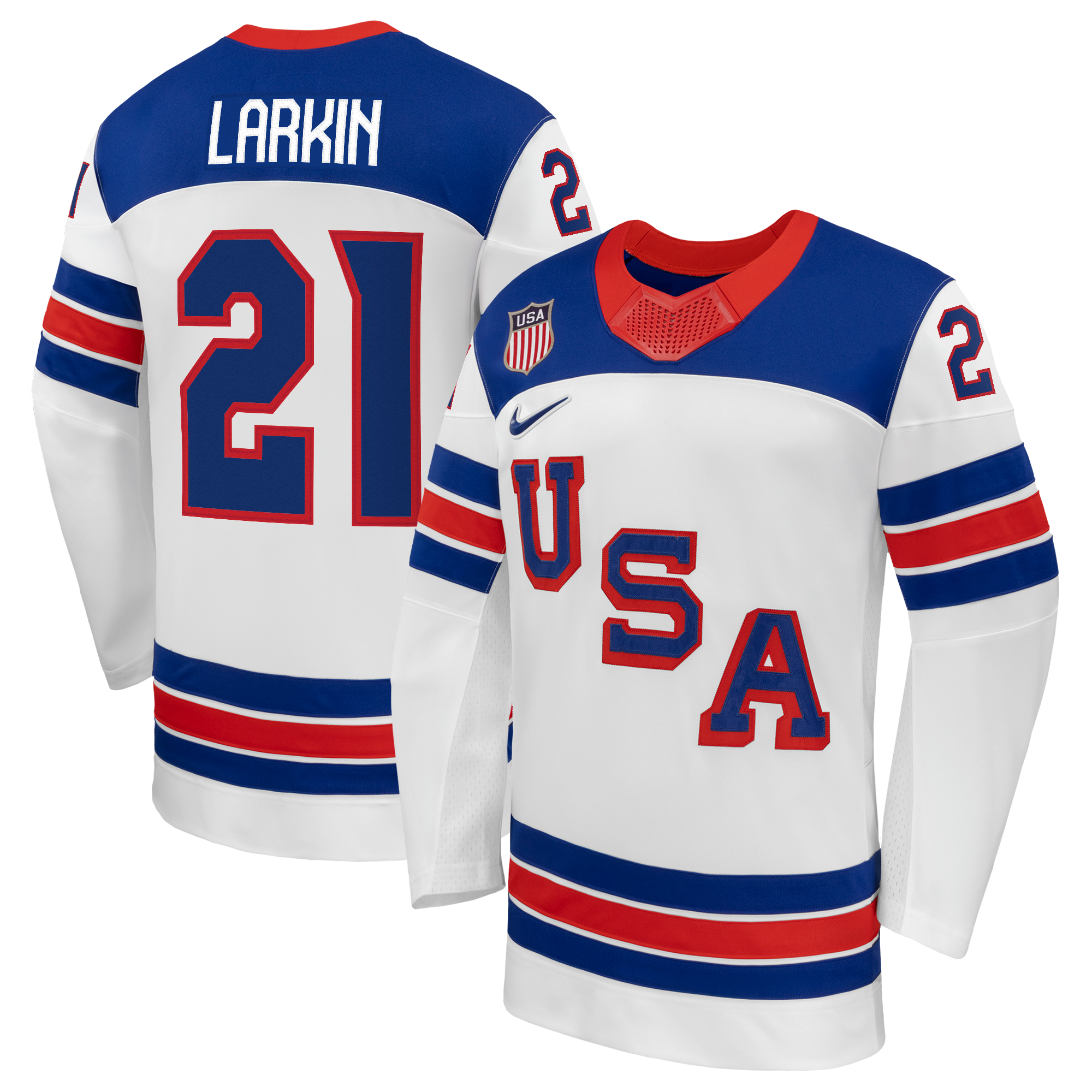 Jerseys Teams Dylan Larkin Nike US Hockey 2026 Away Replica Jersey - White