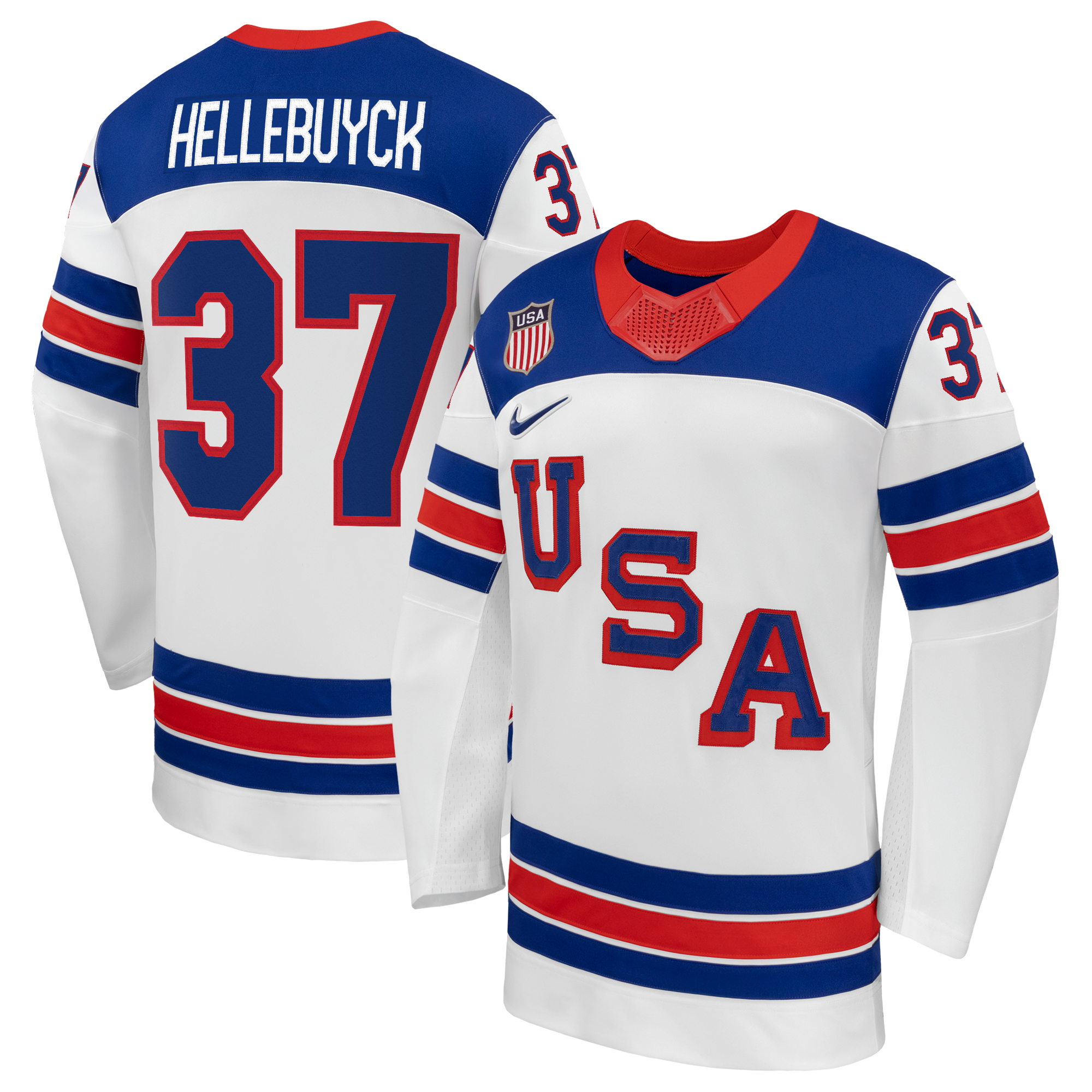 Connor Hellebuyck #37 USA Hockey 2026 Away Jersey - Jerseys TeamsWhite - Jerseys Teams