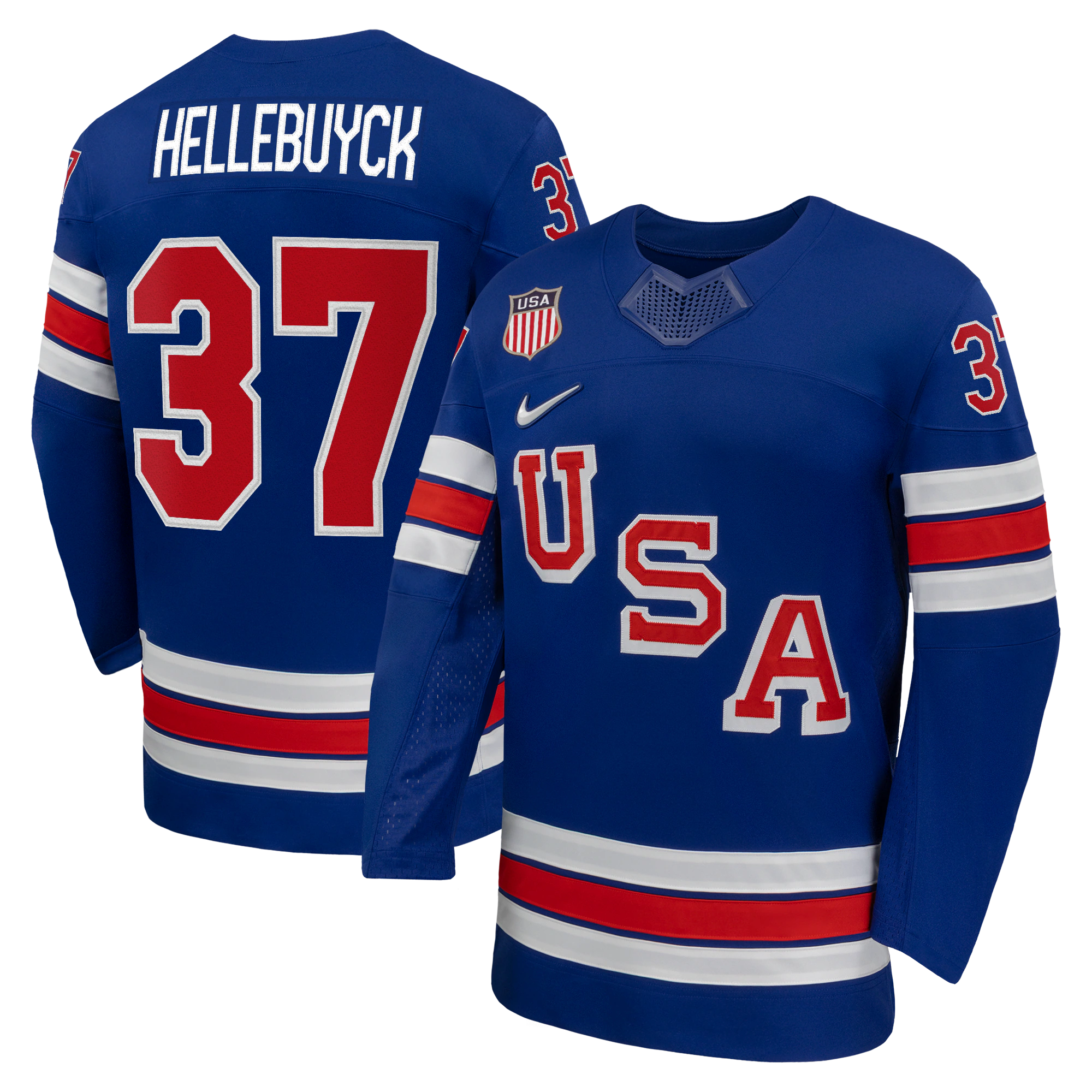 Connor Hellebuyck #37 USA Hockey 2026 Home Jersey - Jerseys TeamsRoyal - Jerseys Teams