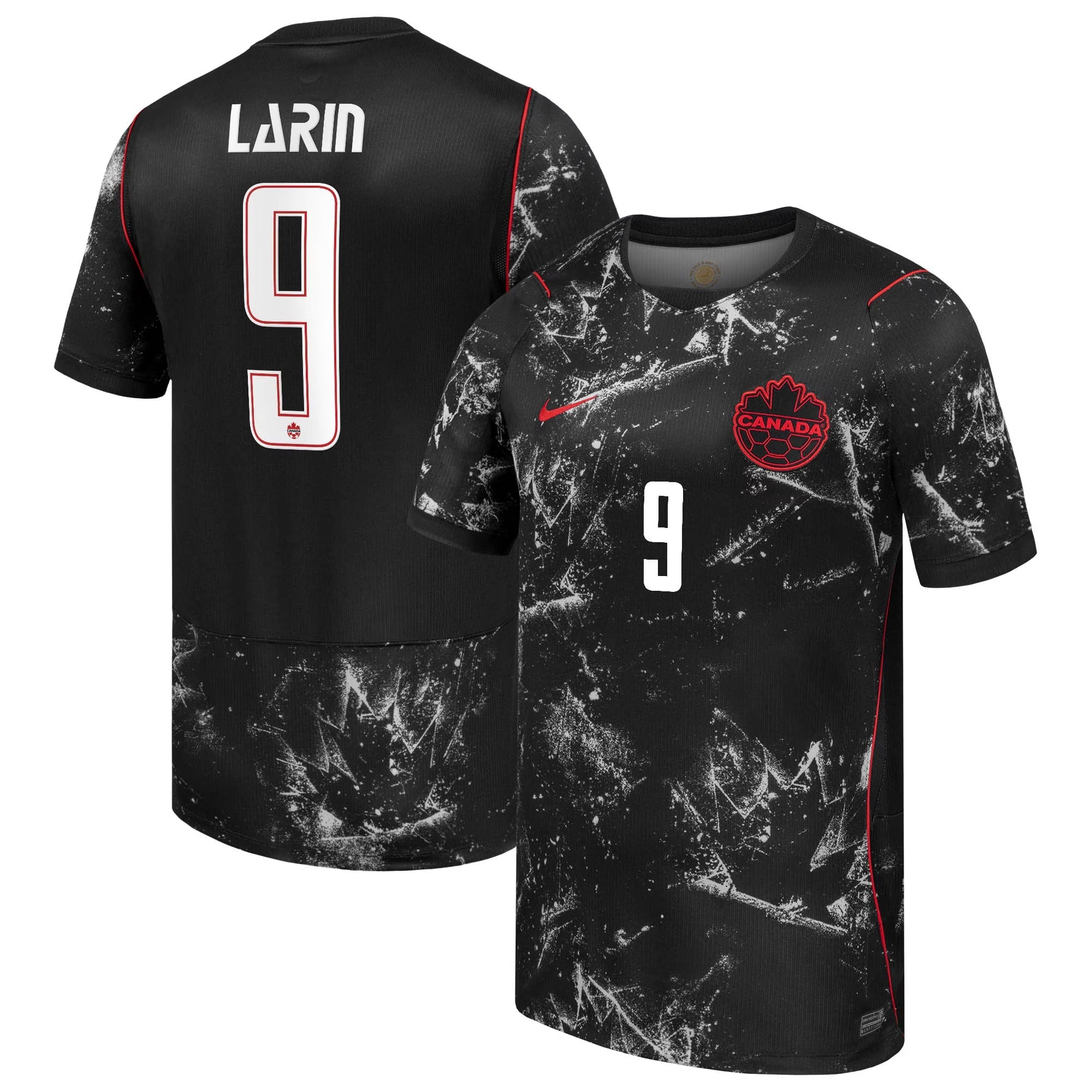 Cyle Larin Canada Soccer Custom 2026 Away Match Authentic Jersey - Black - Jersey Teams World