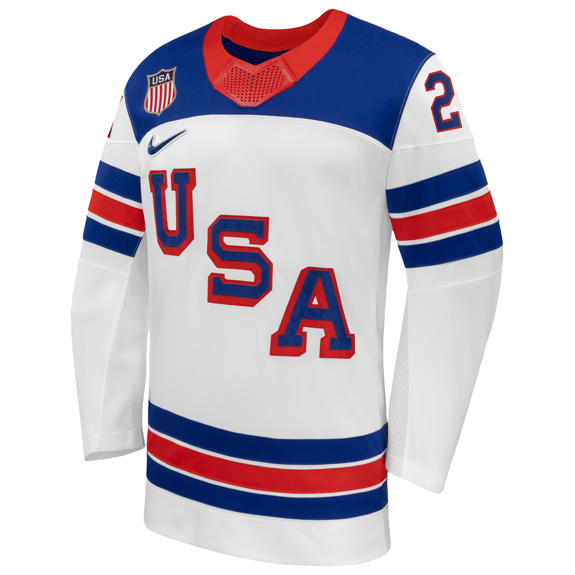 Dylan Larkin #21 USA Hockey 2026 Away Jersey - Jerseys TeamsWhite - Jerseys Teams