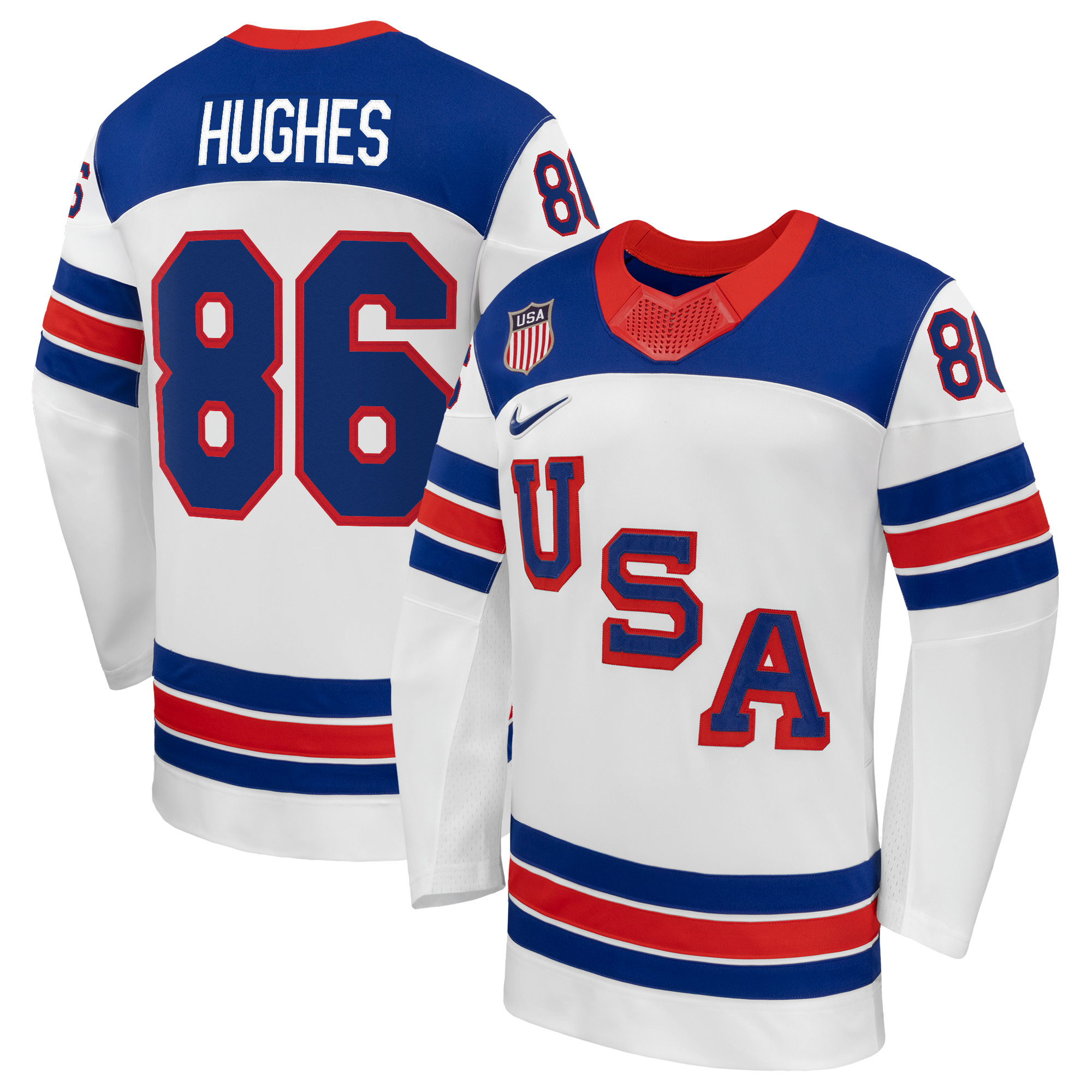 Jack Hughes #86 USA Hockey 2026 Away Jersey - Jerseys TeamsWhite - Jerseys Teams